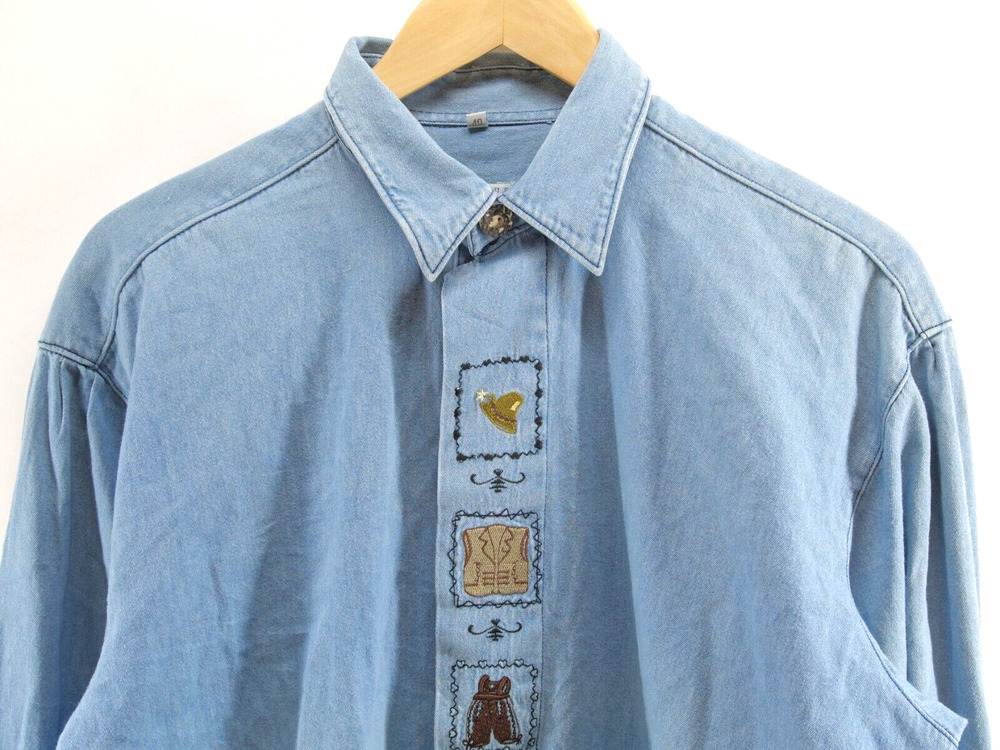Landhaus Alpenland Mens  Size 40 Long Sleeve Button Down‎ Shirt embroidered